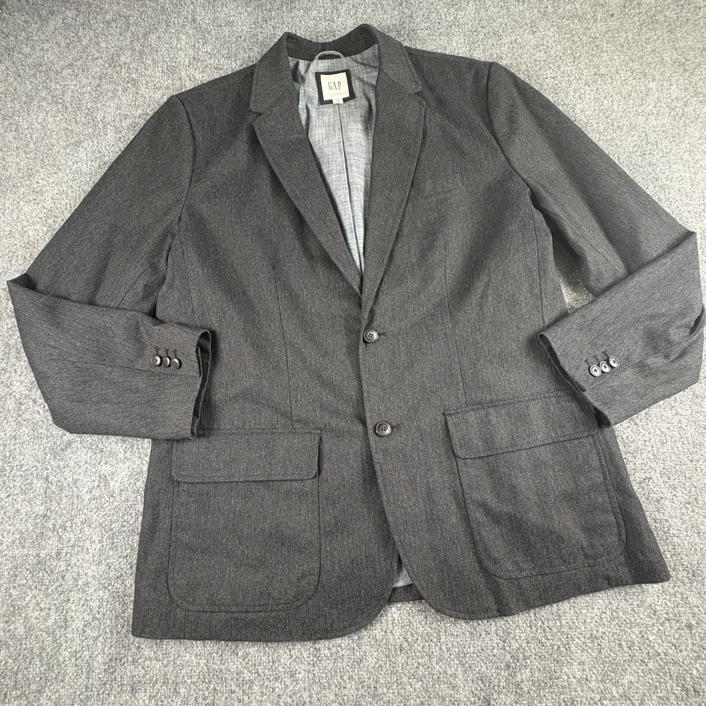 GAP Blazer Jacket Men's XL Black Herringbone Office Preppy Classic Academic Work
